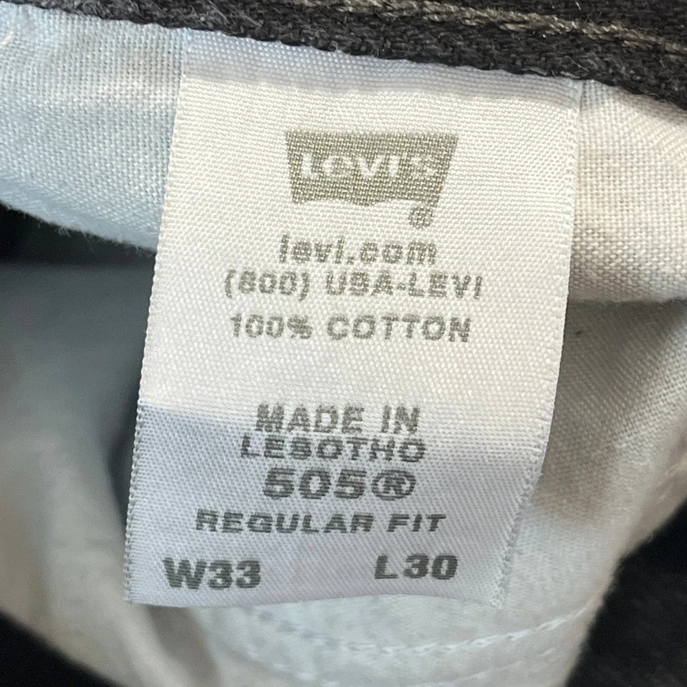 Vintage Y2K Levis 505 Jeans Mens 33x30 Regular Fit Faded Black Denim Casual Wear